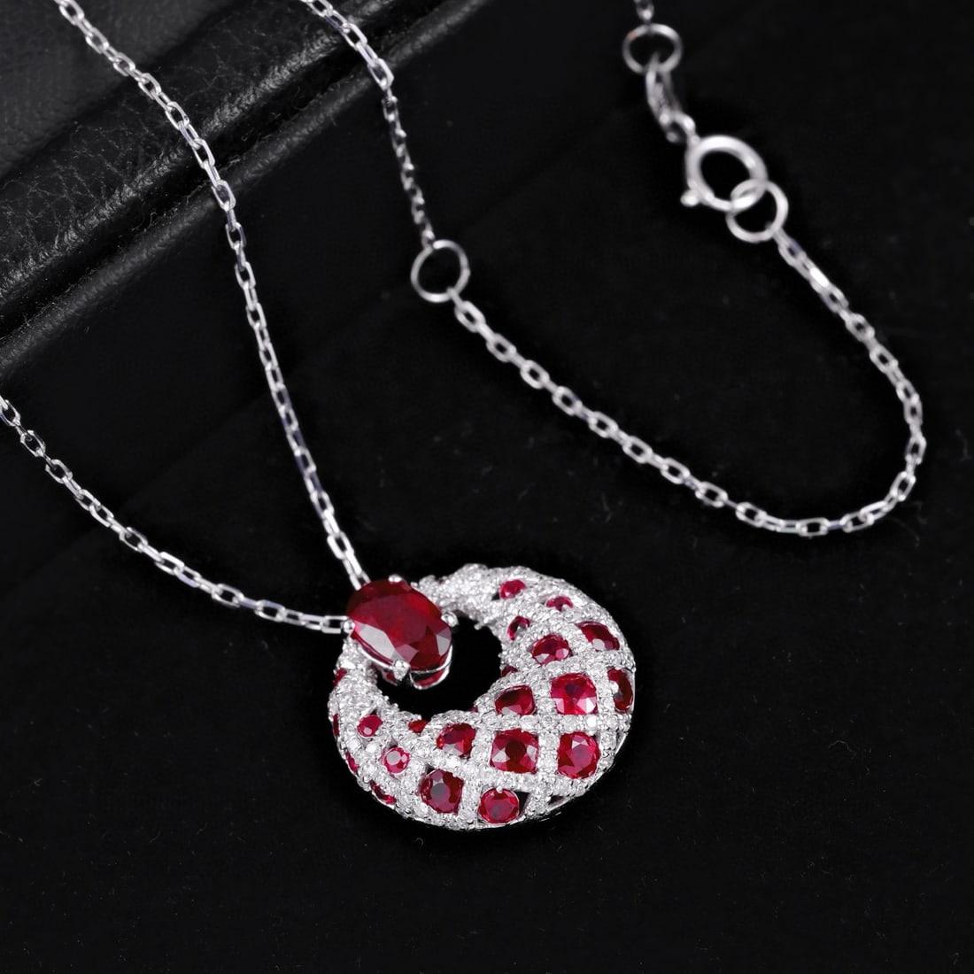14k Gold 2.00 Ctw Natural Ruby & Diamond Necklace - 6
