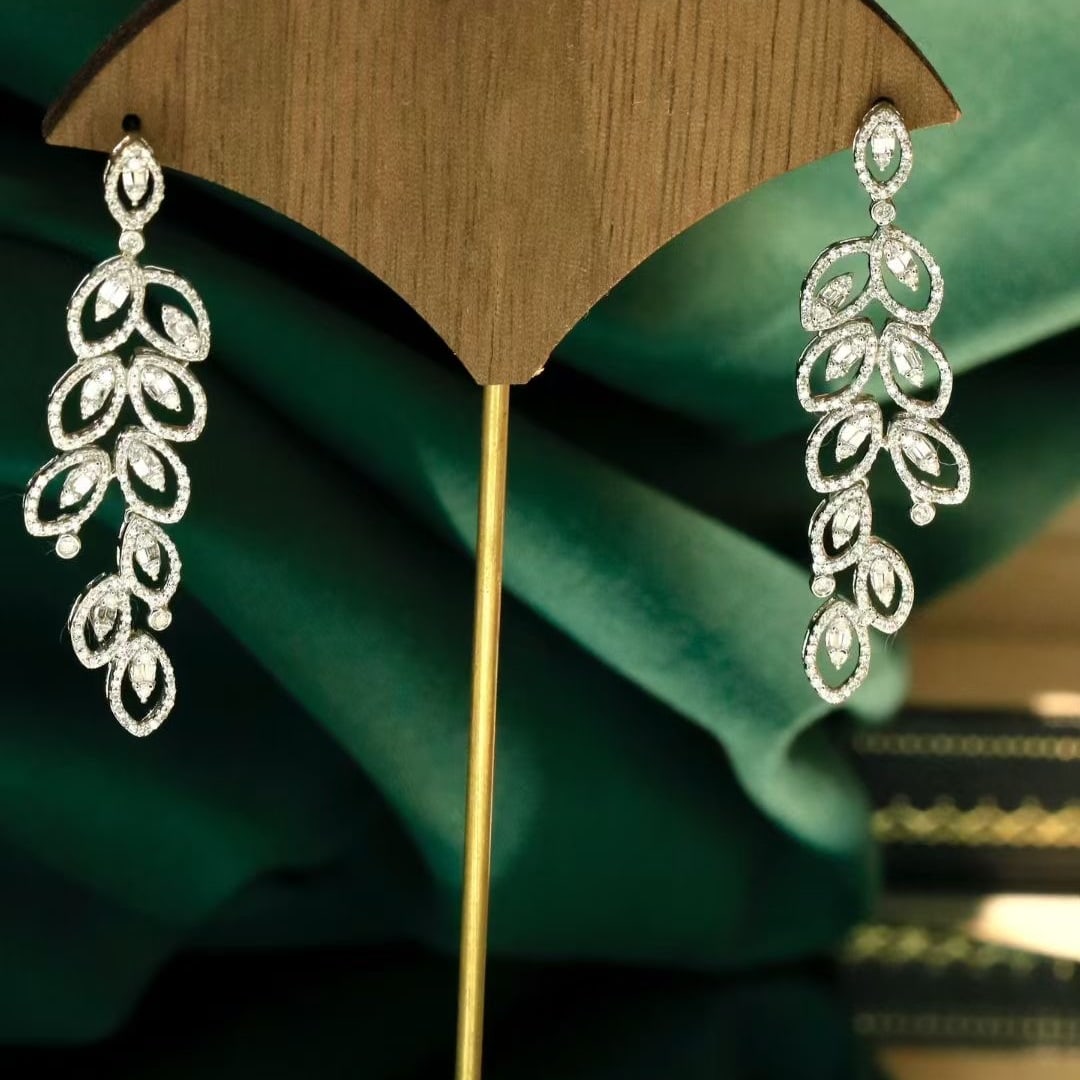 14k Gold 1.2 Ct Natural H Diamond Earrings - 4