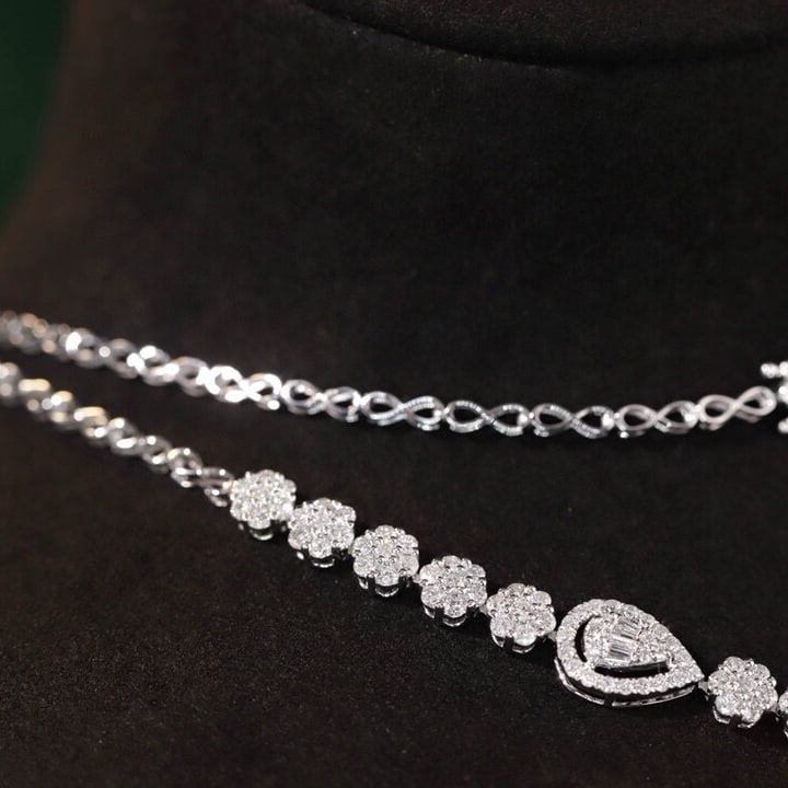 14k Gold 3.9 Ct Natural H Diamond Necklace - 3