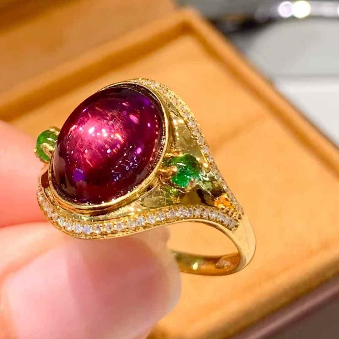 14k Gold 4 Ct Natural Tourmaline & Diamond Ring - 3
