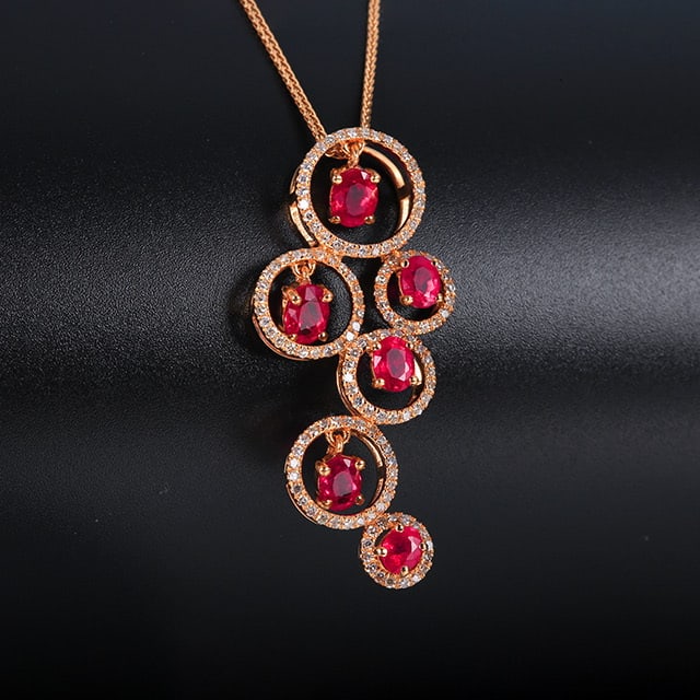 14k Gold 2.16 Ctw Natural Ruby & Diamond Pendant( Without Chain ) - 3