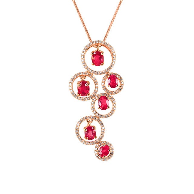 14k Gold 2.16 Ctw Natural Ruby & Diamond Pendant( Without Chain ) - 5