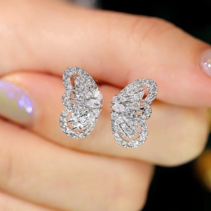 14k Gold 0.9 Ct Natural H Diamond & Butterfly Ring - 4