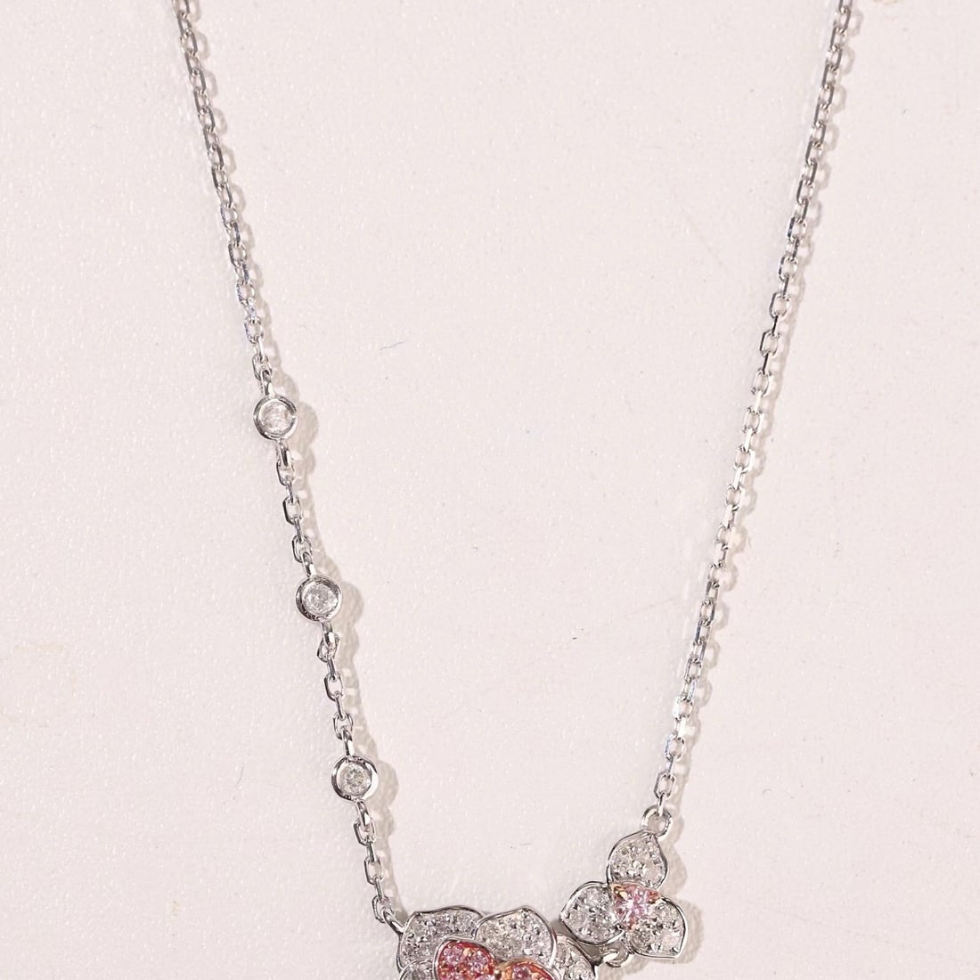 14k Gold 0.45 Ct Natural Pink Diamond & Diamond Necklace - 7