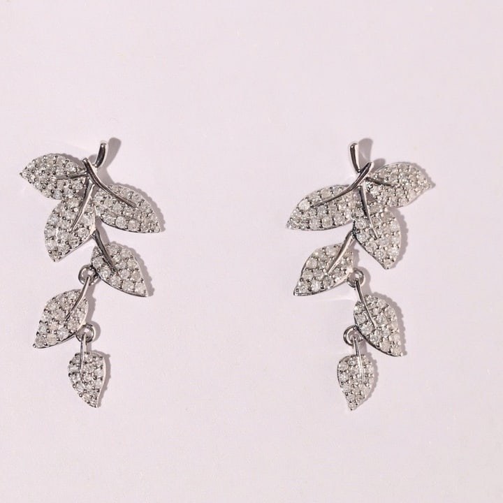 14k Gold 1.1 Ct Natural H Diamond Earrings - 4