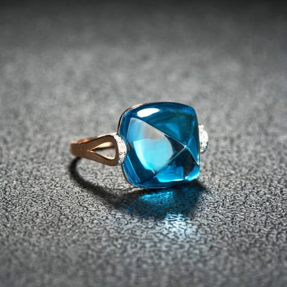 14k Gold 19.53 Ct Natural Topaz & Diamond Ring - 3