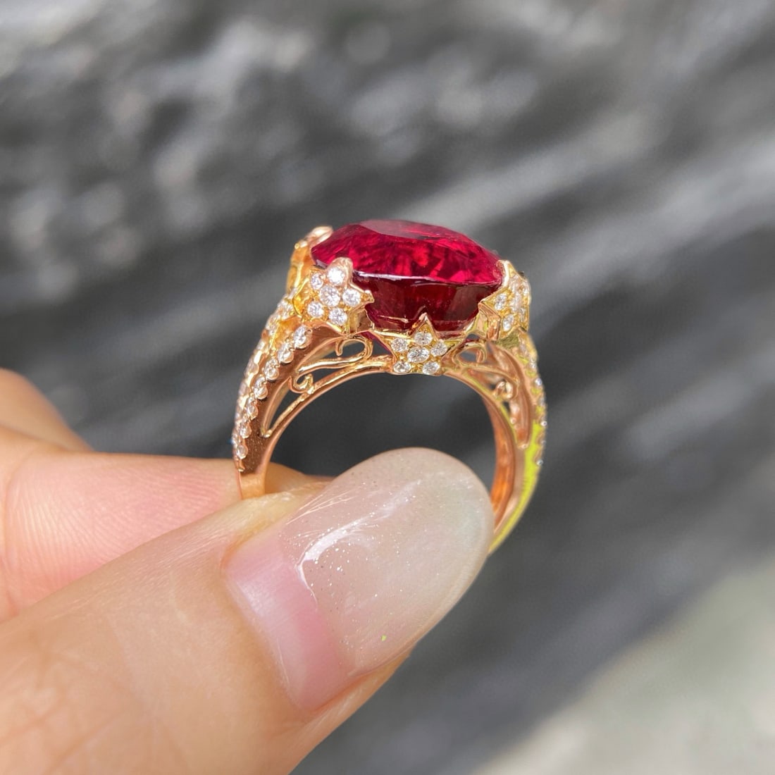 14k Gold 13.74 Ctw Natural Tourmaline & Diamond Ring - 3