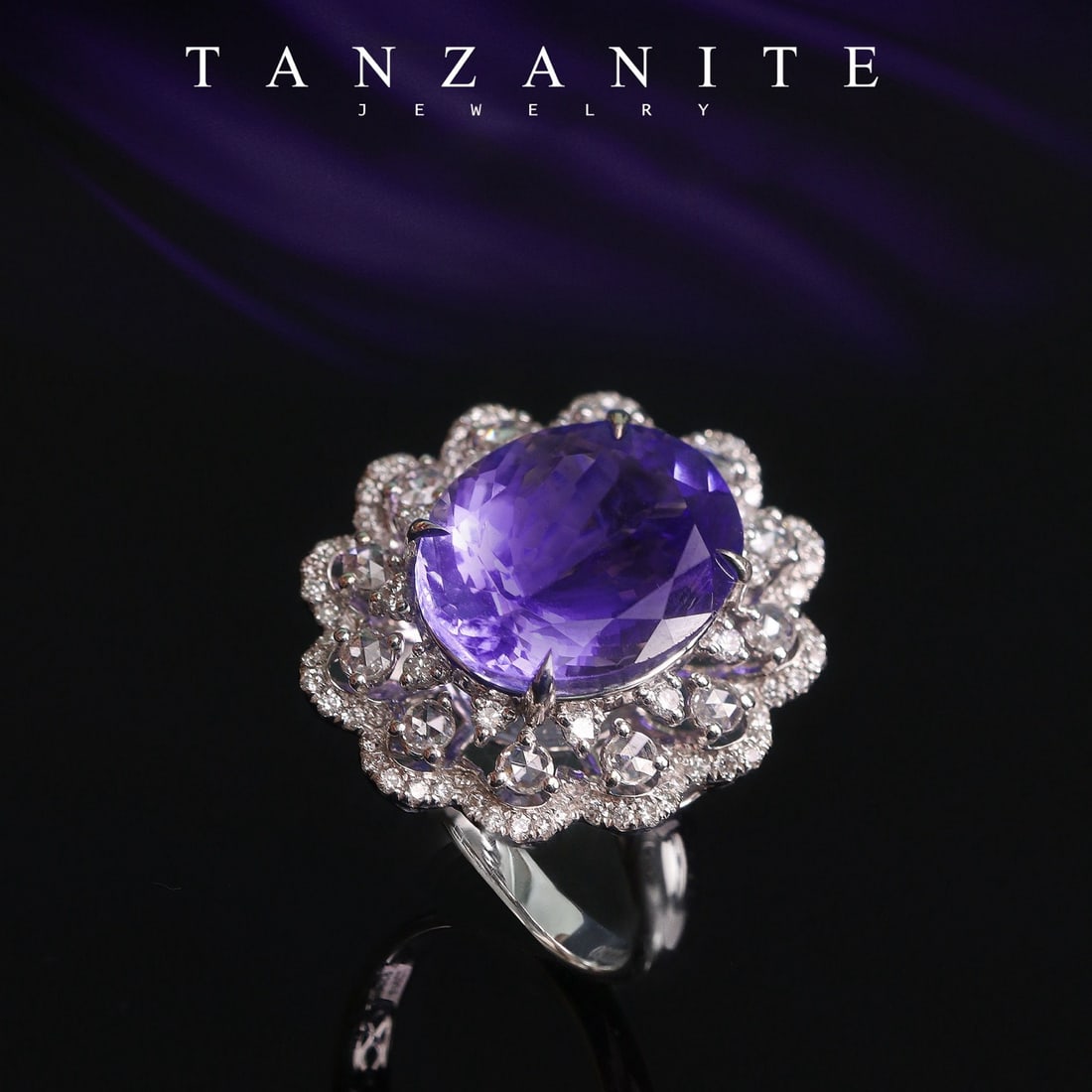 14k Gold 7.56 Ctw Natural Tanzanite & Diamond Ring - 6