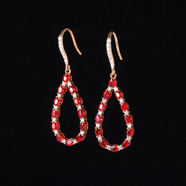 14k Gold 2.83 Ctw Natural Ruby & Diamond Earrings - 2