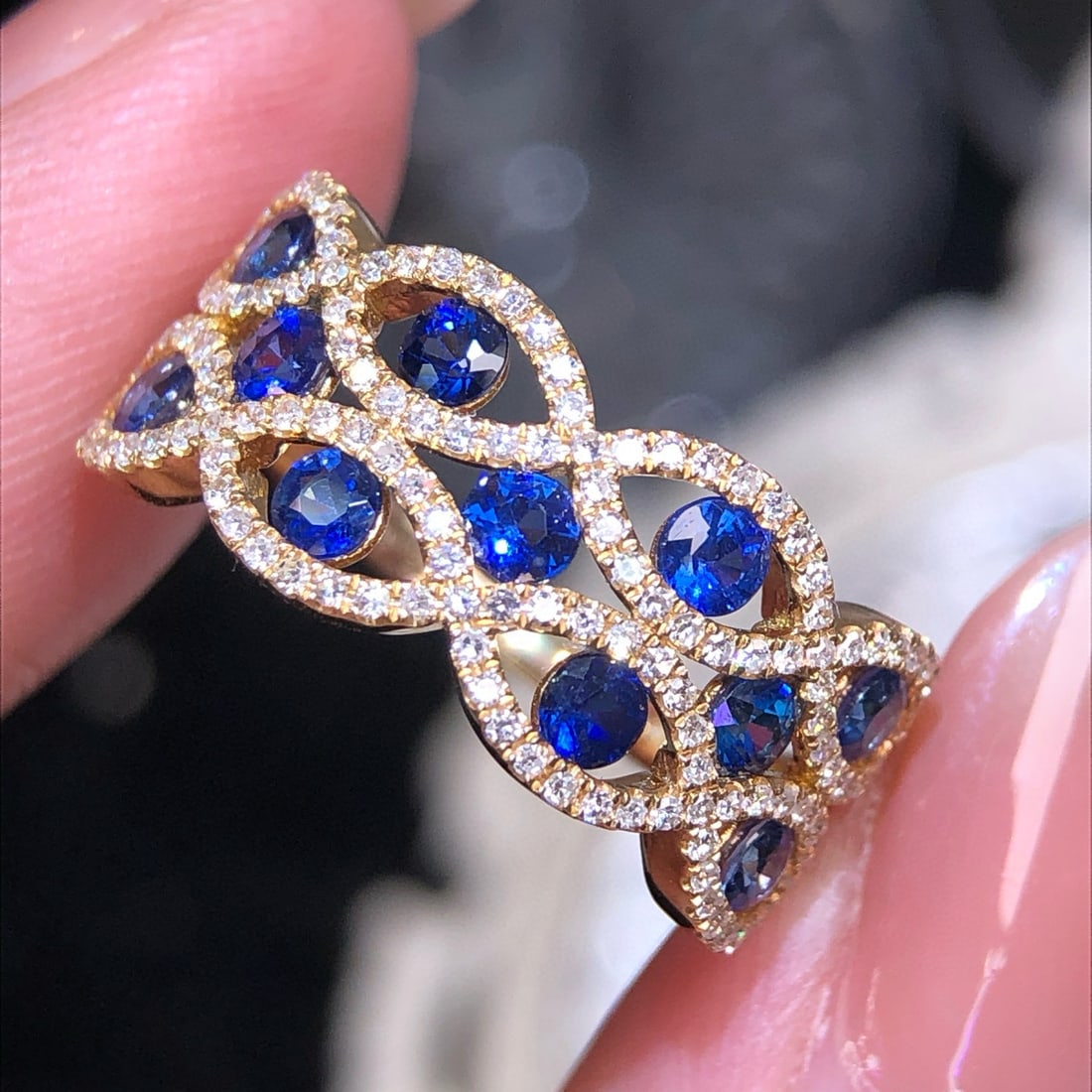 14k Gold 1.61 Ctw Natural Sapphire & Diamond Ring - 5