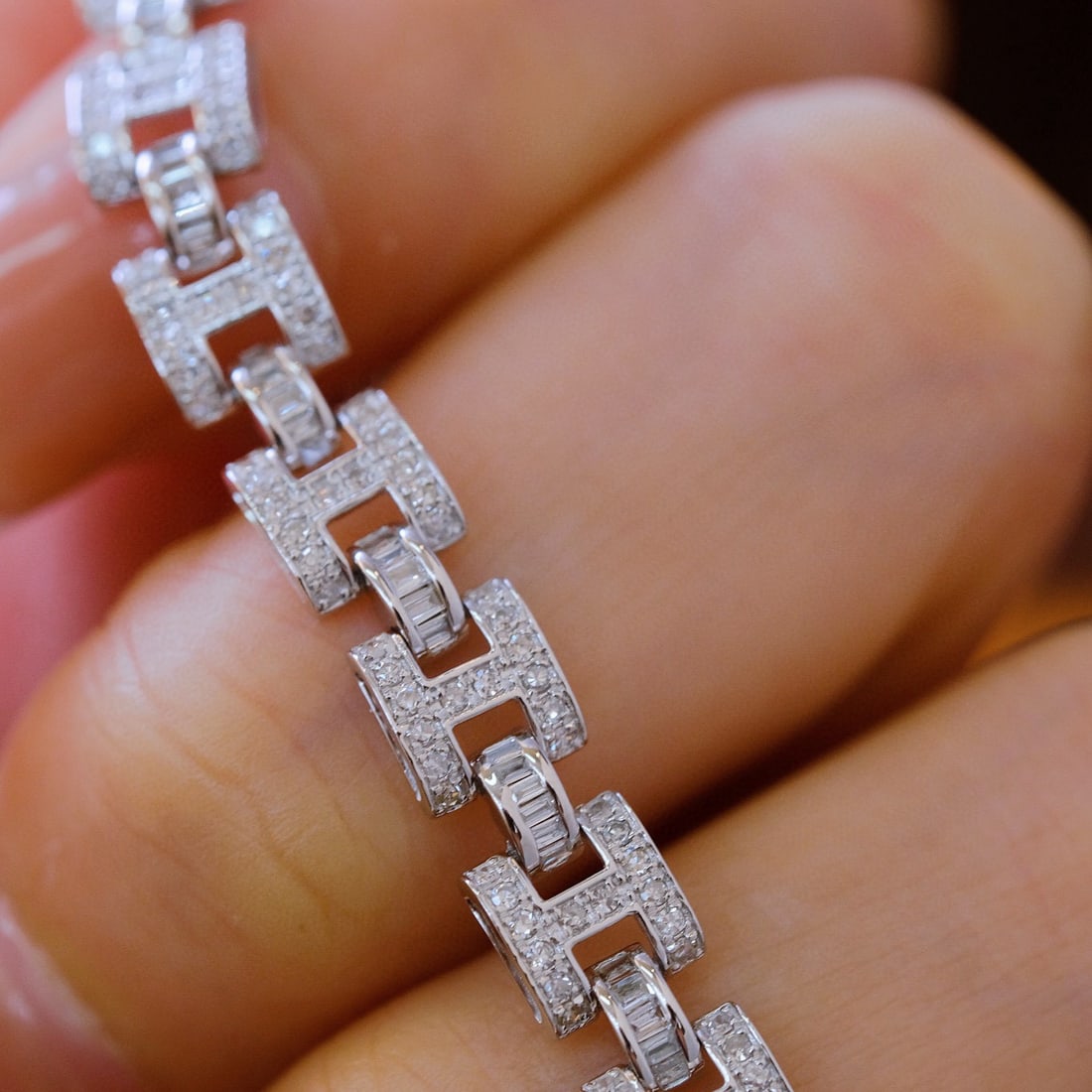 14k Gold 3.5 Ct Natural H Diamond Bracelet - 5
