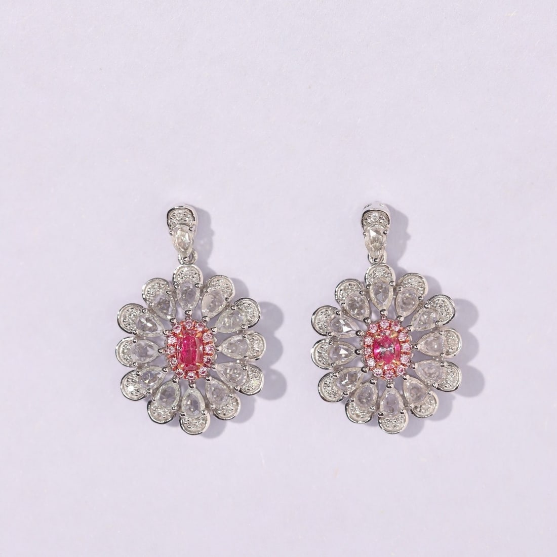 14k Gold 0.4 Ctw Natural Pink Diamond & Diamond Earrings - 4