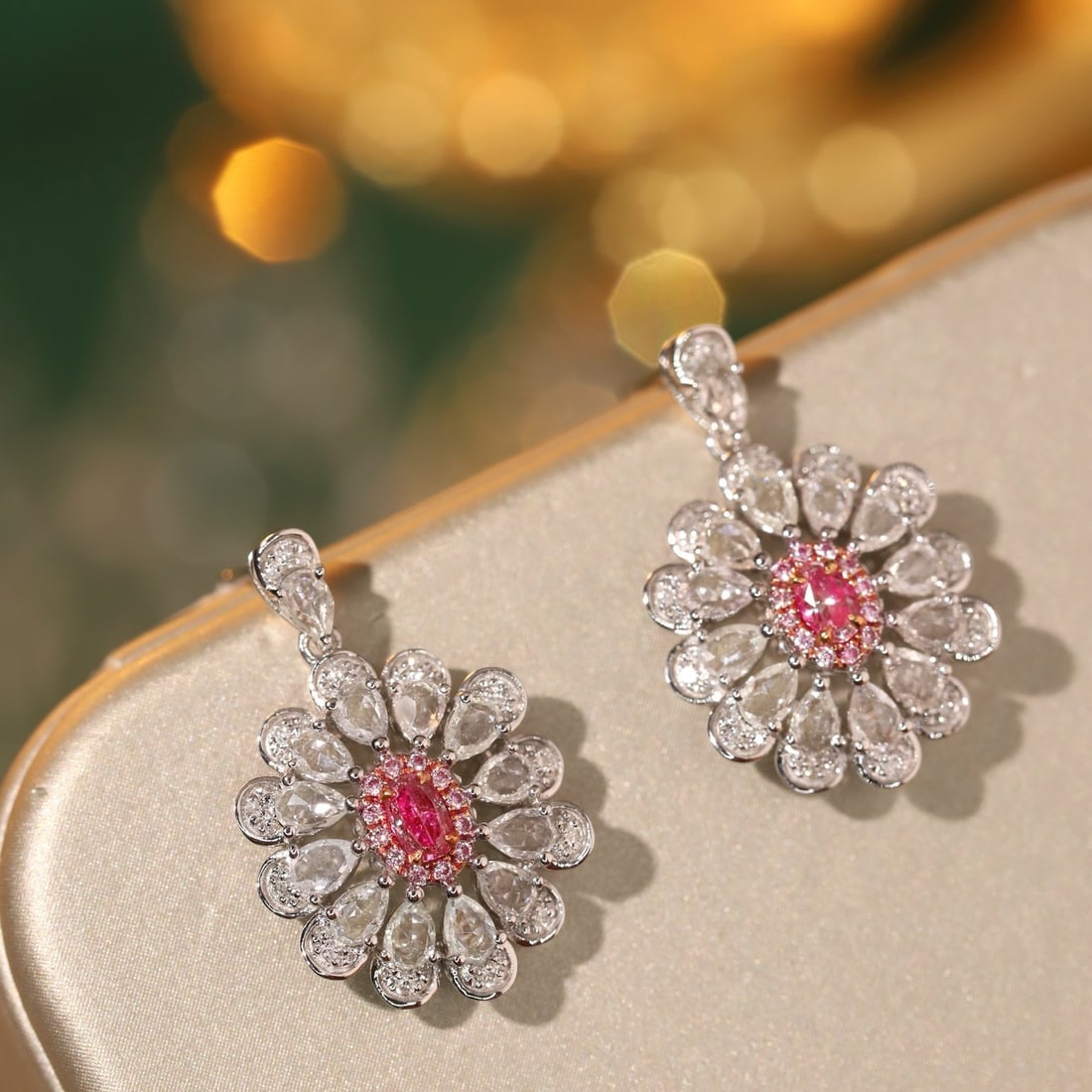 14k Gold 0.4 Ctw Natural Pink Diamond & Diamond Earrings - 7