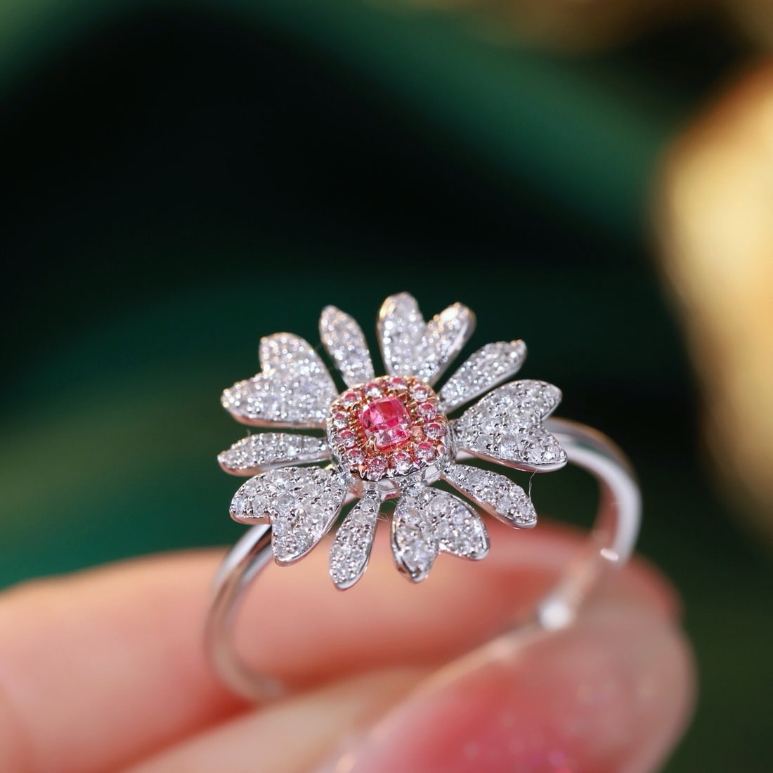 14k Gold 0.45 Ctw Natural Pink Diamond & Diamond Ring - 6