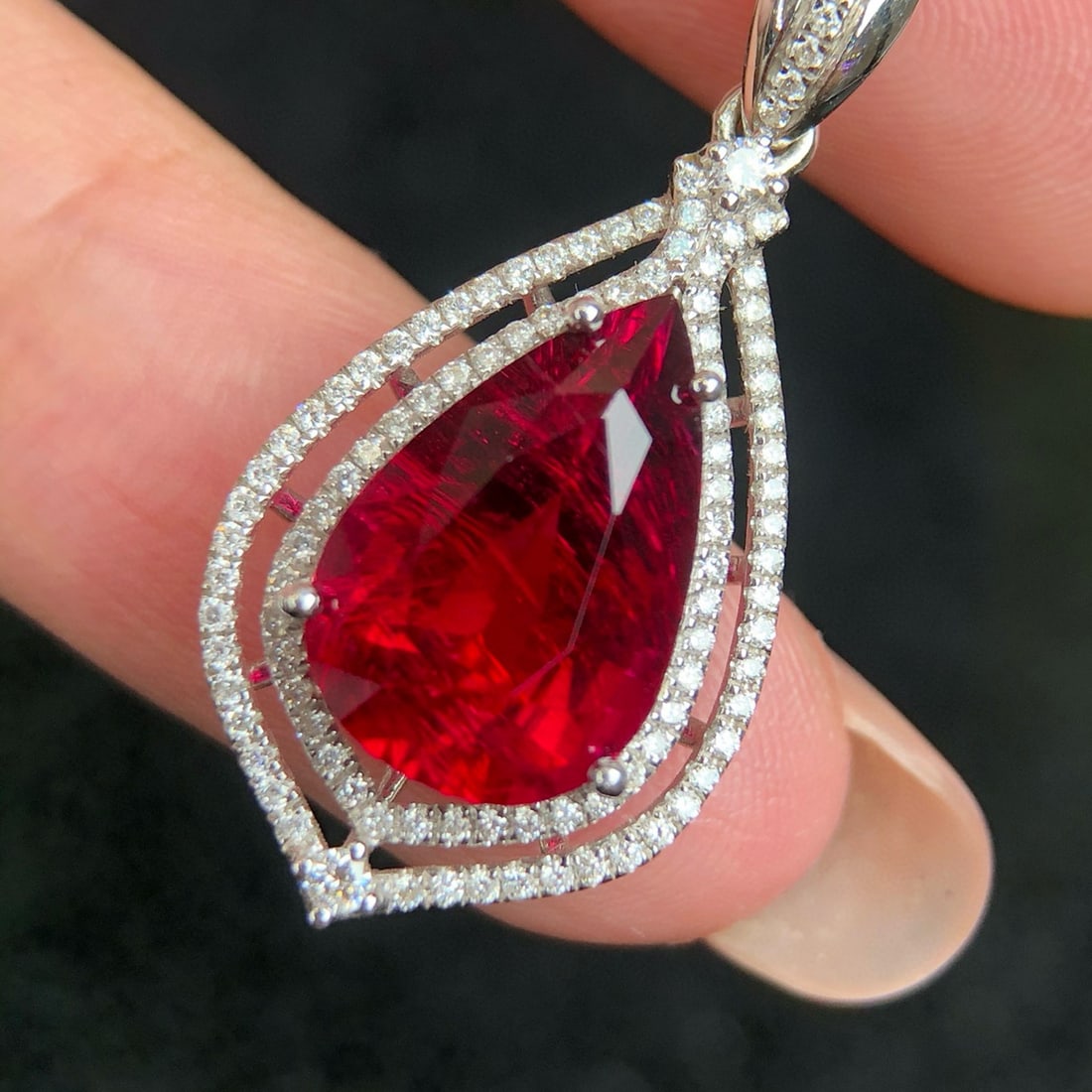 14k Gold 4.86 Ct Natural Tourmaline & Diamond Pendant( Without Chain ) - 2