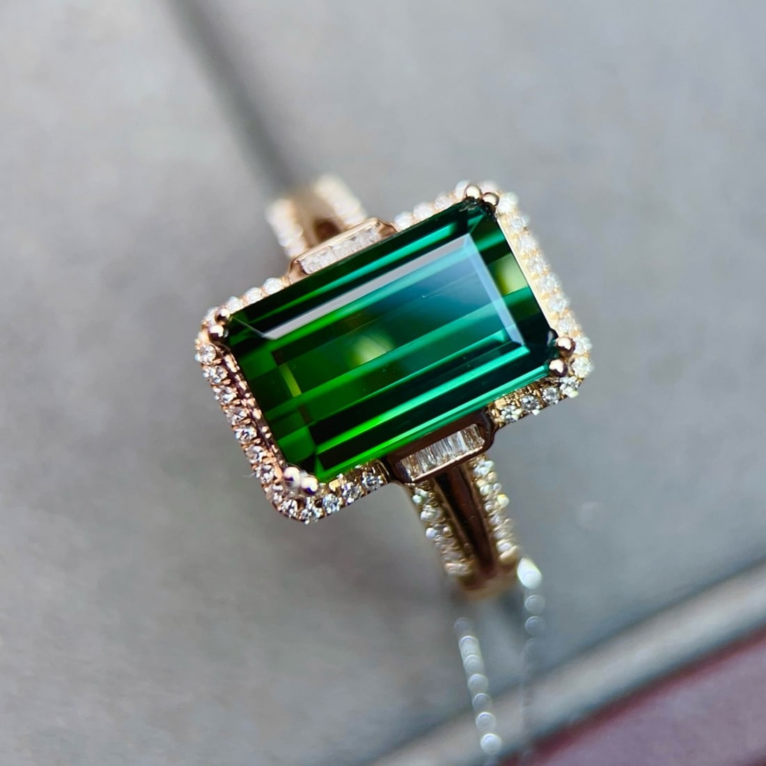 14k Gold 4.24 Ctw Natural Tourmaline & Diamond Ring - 2