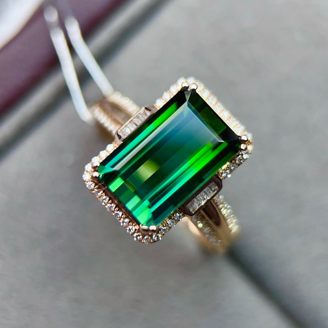 14k Gold 4.24 Ctw Natural Tourmaline & Diamond Ring - 3