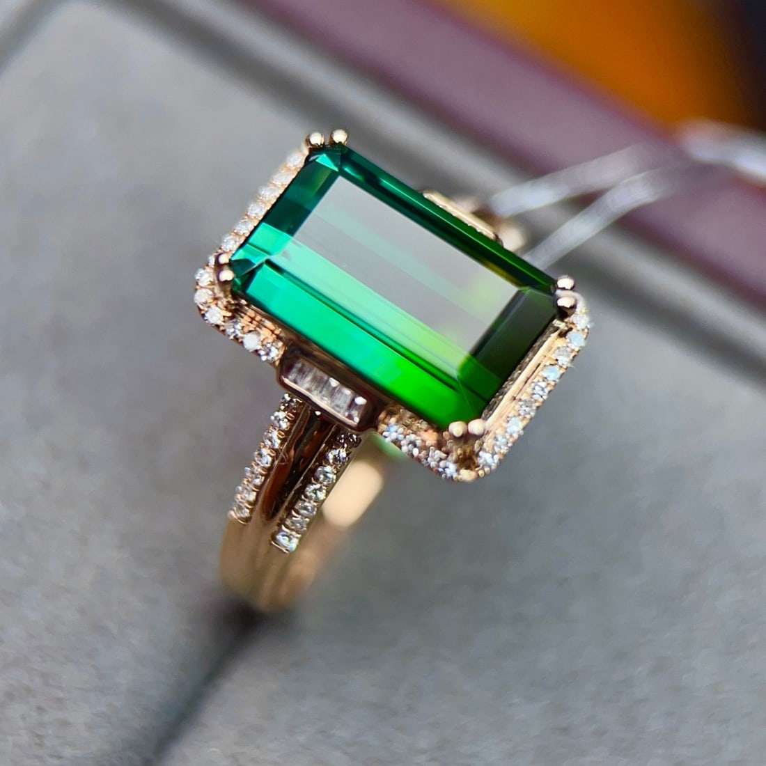 14k Gold 4.24 Ctw Natural Tourmaline & Diamond Ring - 4