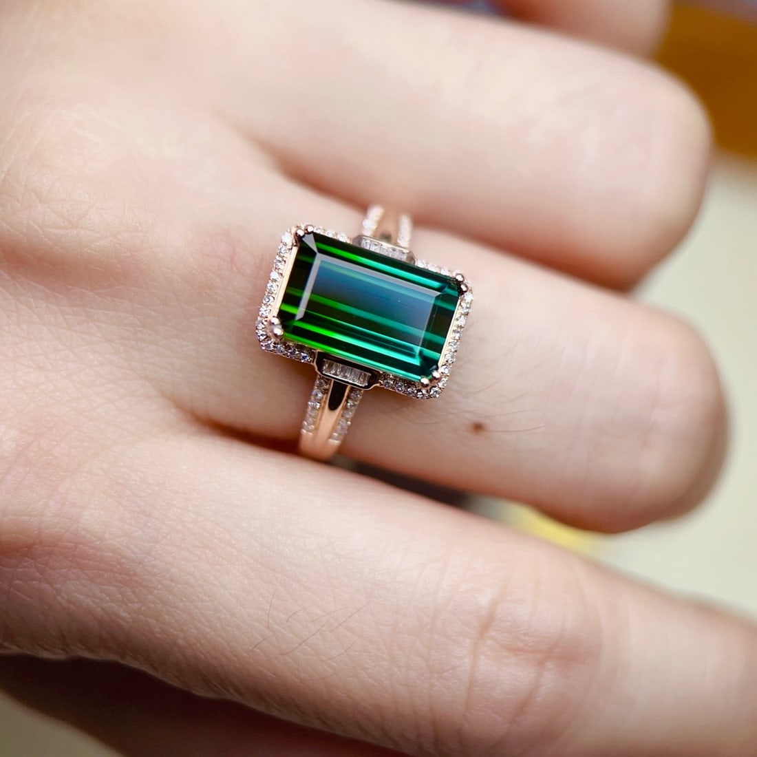 14k Gold 4.24 Ctw Natural Tourmaline & Diamond Ring - 5