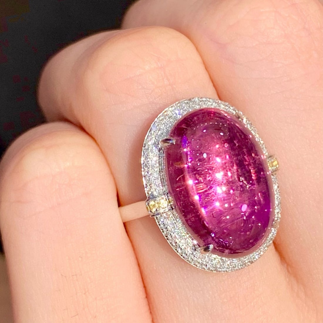 14k Gold 10.3 Ct Natural Tourmaline & Diamond Ring - 5