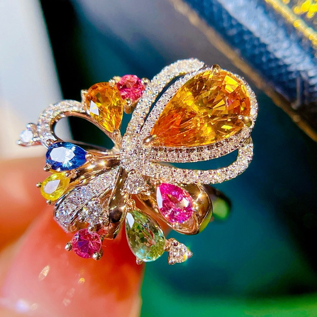 14k Gold 3.66 Ctw Natural Sapphire & Diamond Ring - 6