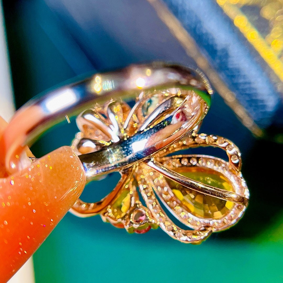 14k Gold 3.66 Ctw Natural Sapphire & Diamond Ring - 7