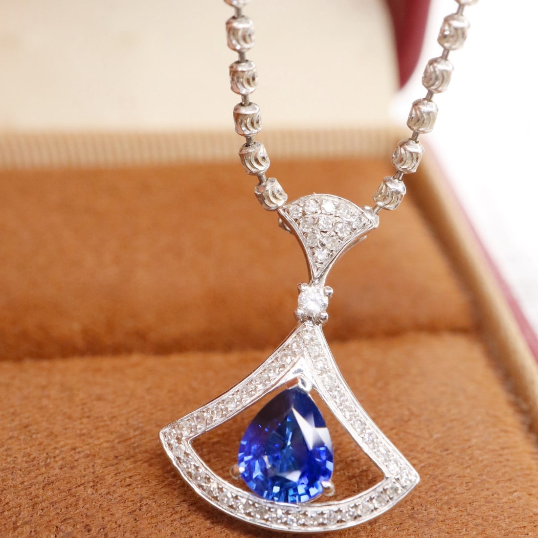 14k Gold 1.09 Ctw Natural Sapphire & Diamond Pendant( Without Chain ) - 2