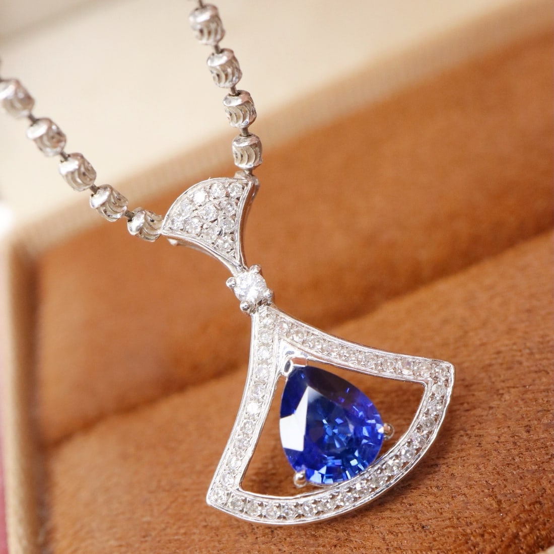 14k Gold 1.09 Ctw Natural Sapphire & Diamond Pendant( Without Chain ) - 3