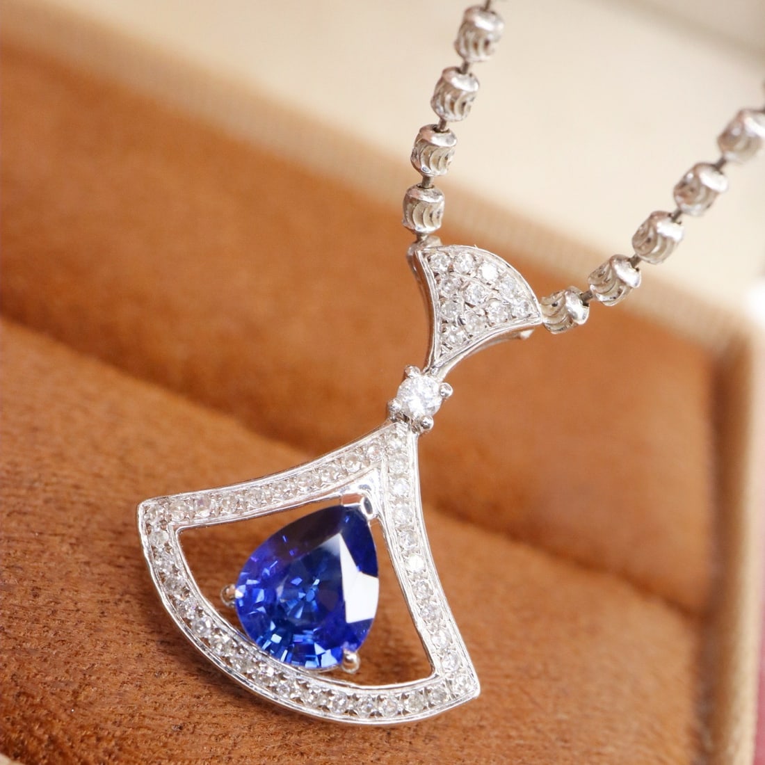 14k Gold 1.09 Ctw Natural Sapphire & Diamond Pendant( Without Chain ) - 5