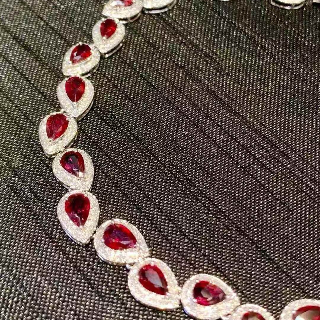 14k Gold 5.2 Ct Natural Ruby & Diamond Bracelet - 2