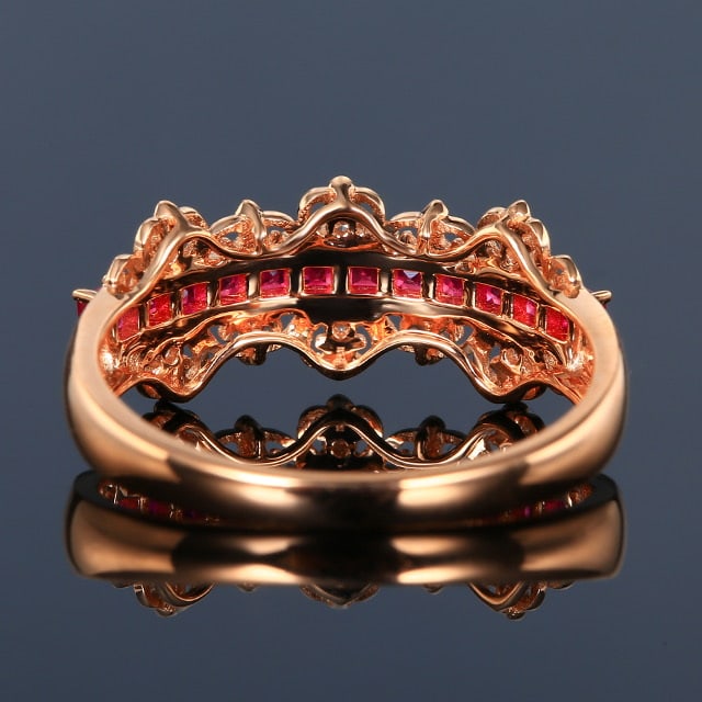 14k Gold 0.68 Ctw Natural Ruby & Diamond Ring - 4