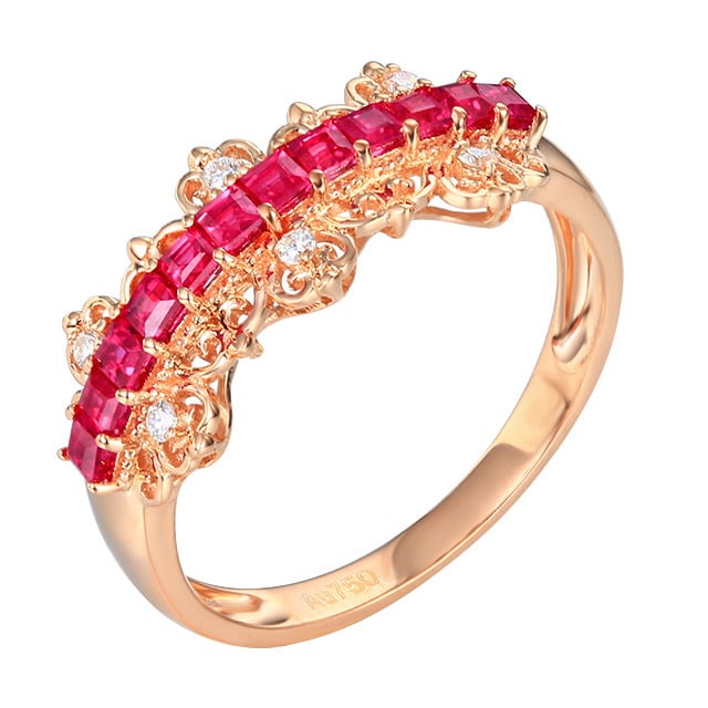 14k Gold 0.68 Ctw Natural Ruby & Diamond Ring - 5