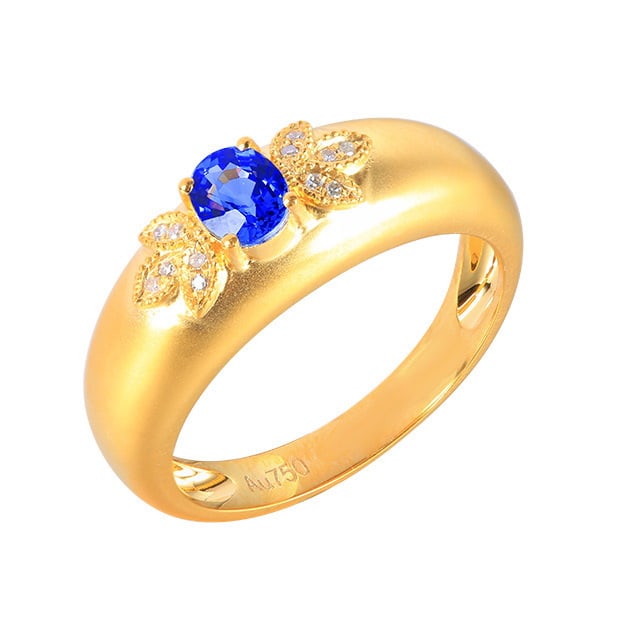 14k Gold 0.53 Ctw Natural Sapphire & Diamond Ring - 5