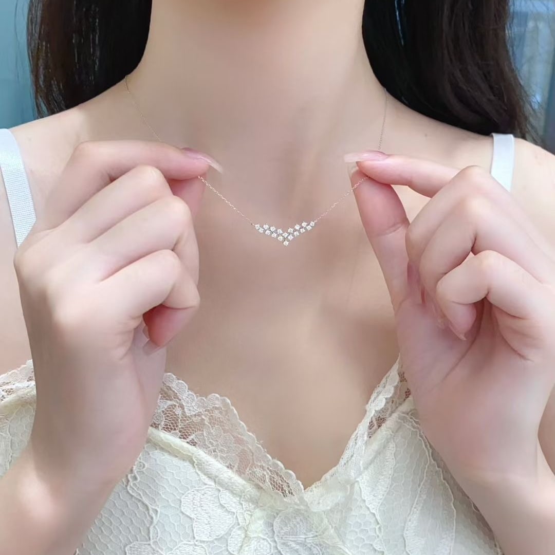 14k Gold 0.35 Ct Natural H Diamond Necklace - 2