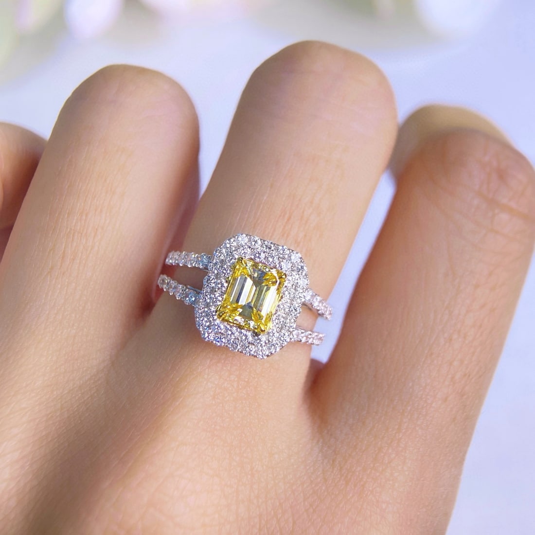 14k Gold 1.79 Ctw Natural Yellow Diamond & Diamond Ring - 3