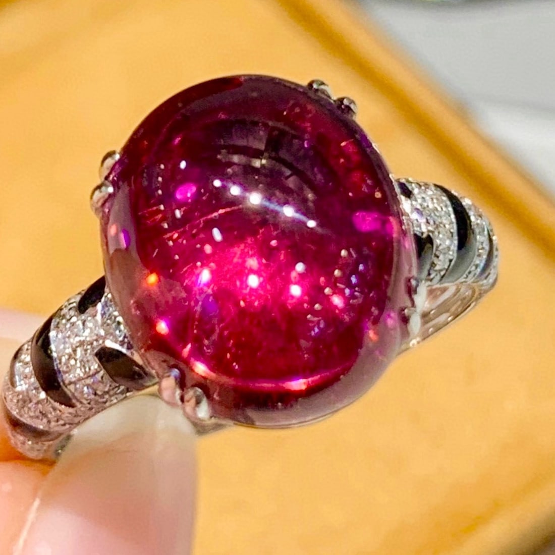 14k Gold 6.65 Ct Natural Tourmaline & Diamond Ring - 2
