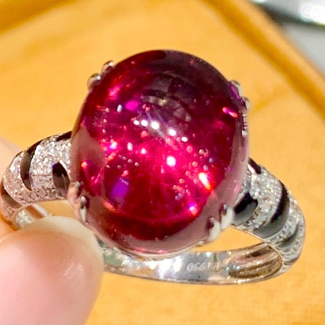 14k Gold 6.65 Ct Natural Tourmaline & Diamond Ring - 4