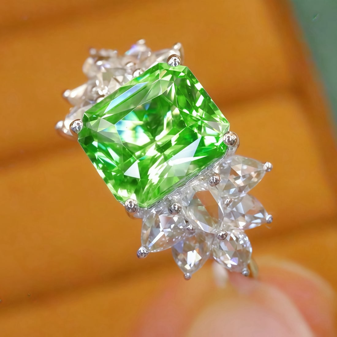 14k Gold 2.62 Ctw Natural Tsavorite & Diamond Ring - 2
