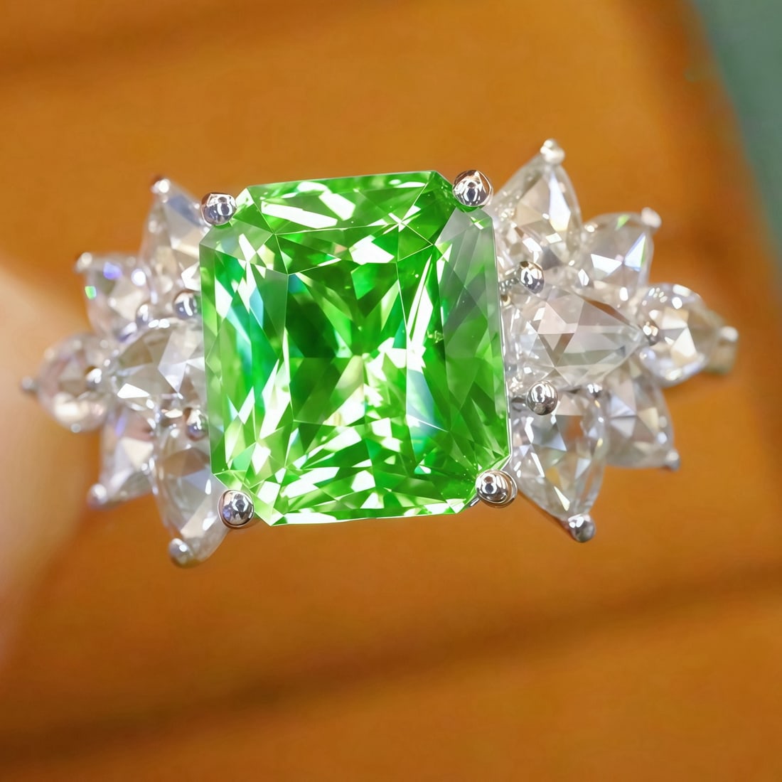 14k Gold 2.62 Ctw Natural Tsavorite & Diamond Ring - 5