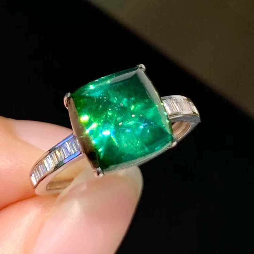 14k Gold 4.75 Ct Natural Tourmaline & Diamond Ring - 6