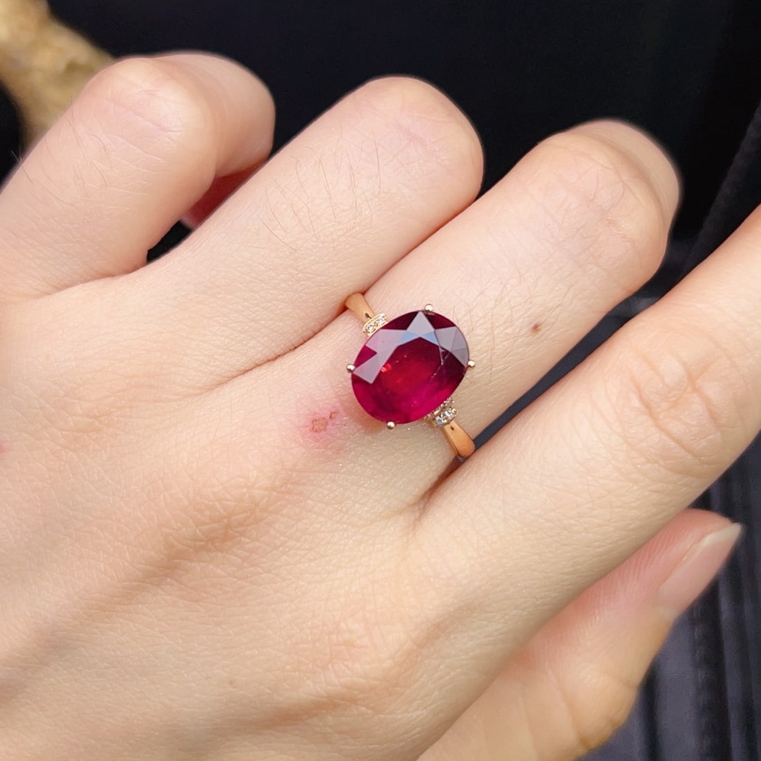 14k Gold 4.18 Ctw Natural Garnet & Diamond Ring - 4