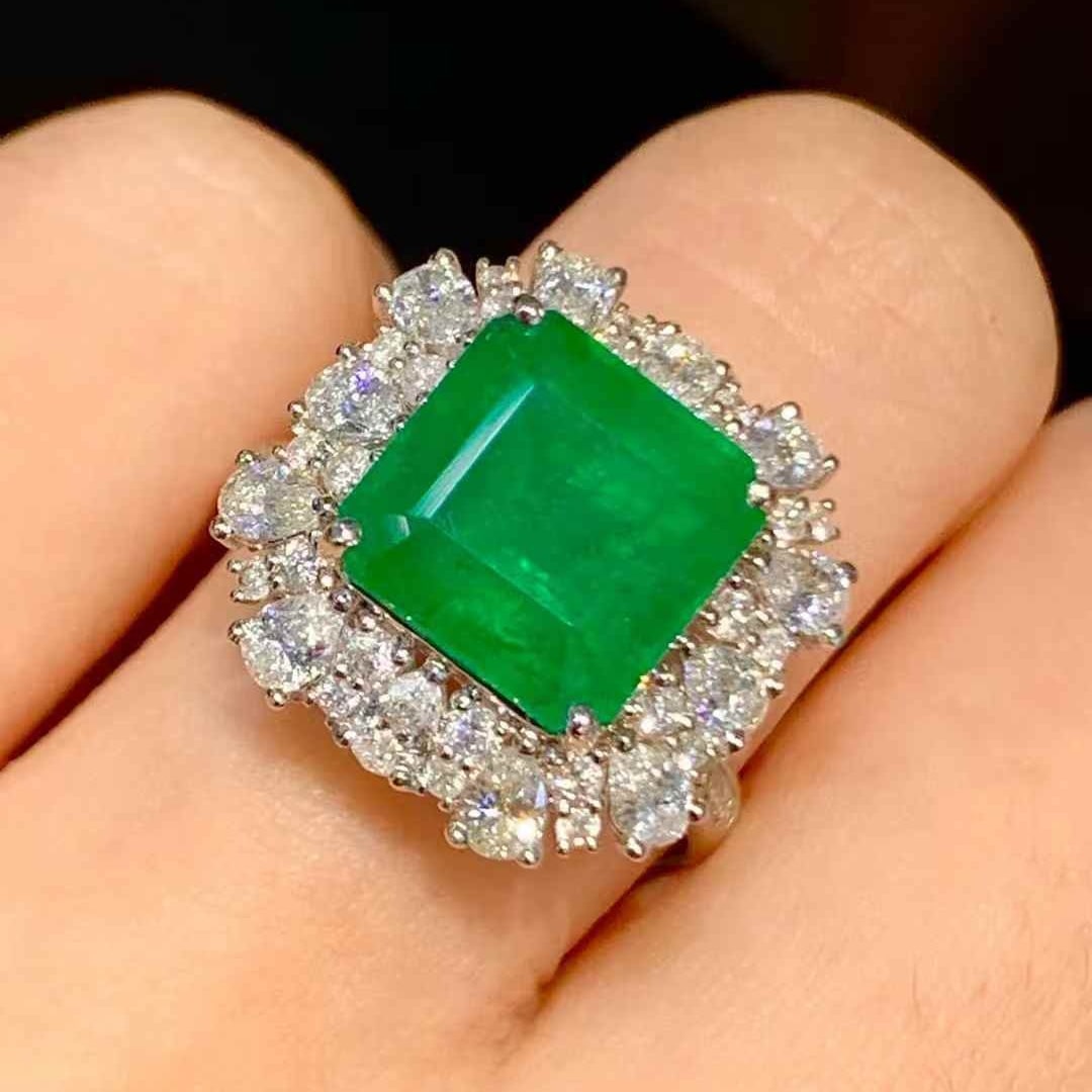 14k Gold 4 Ct Natural Emerald & Diamond Ring/pendant( Without Chain ) - 4
