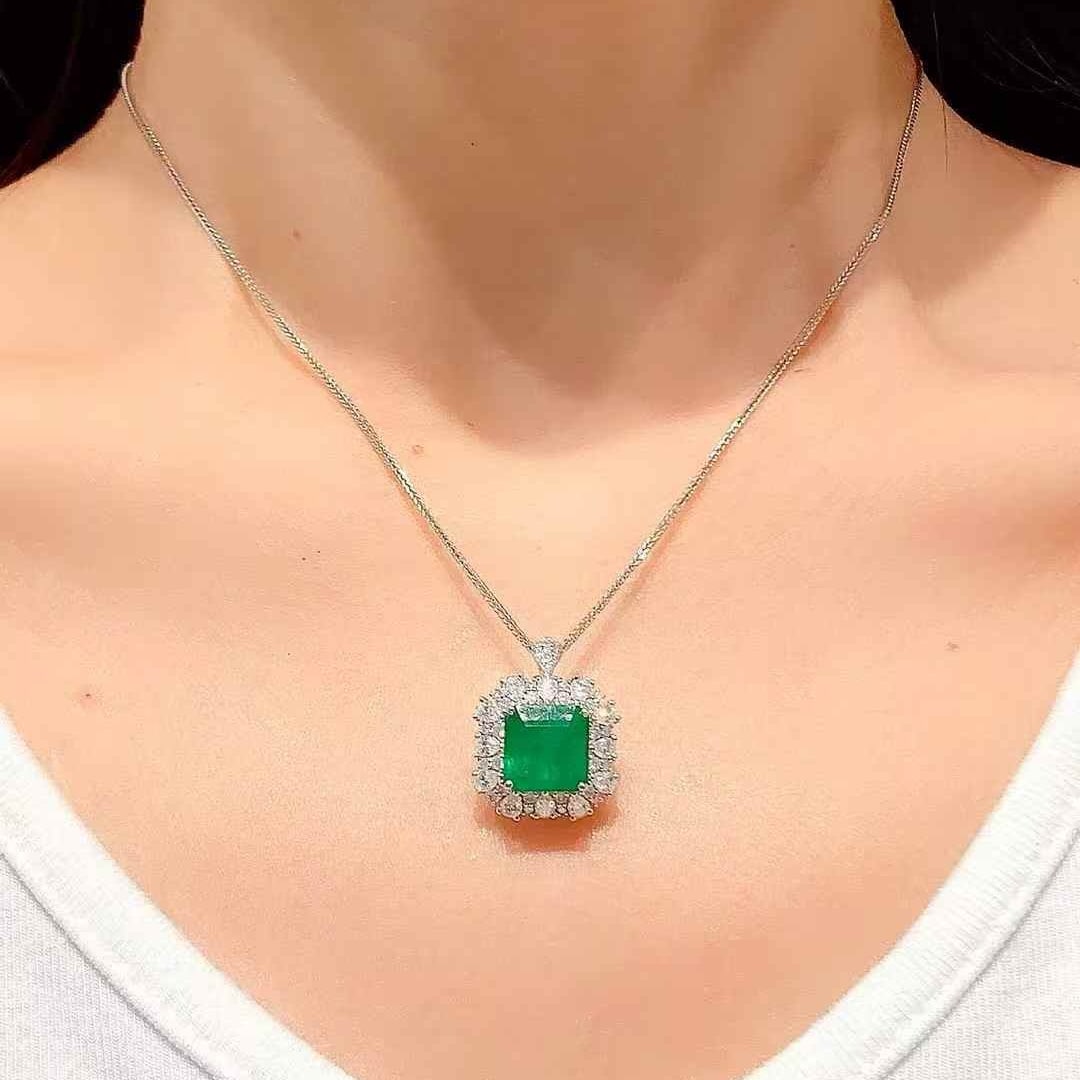 14k Gold 4 Ct Natural Emerald & Diamond Ring/pendant( Without Chain ) - 6