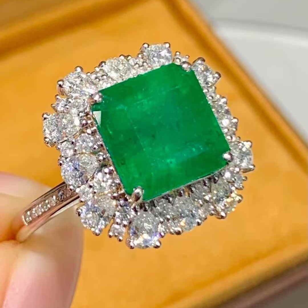 14k Gold 4 Ct Natural Emerald & Diamond Ring/pendant( Without Chain ) - 7