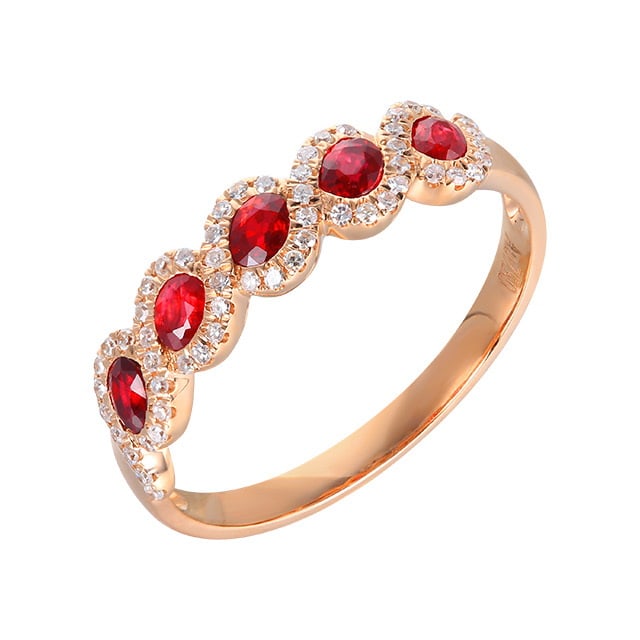 14k Gold 0.67 Ctw Natural Ruby & Diamond Ring - 5