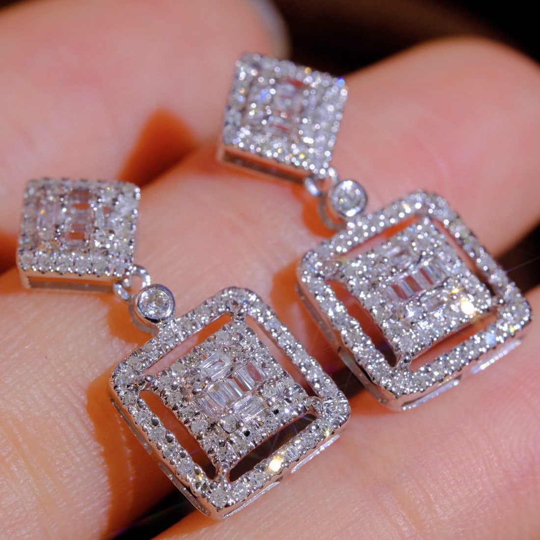 14k Gold 1.3 Ct Natural H Diamond Earrings - 5