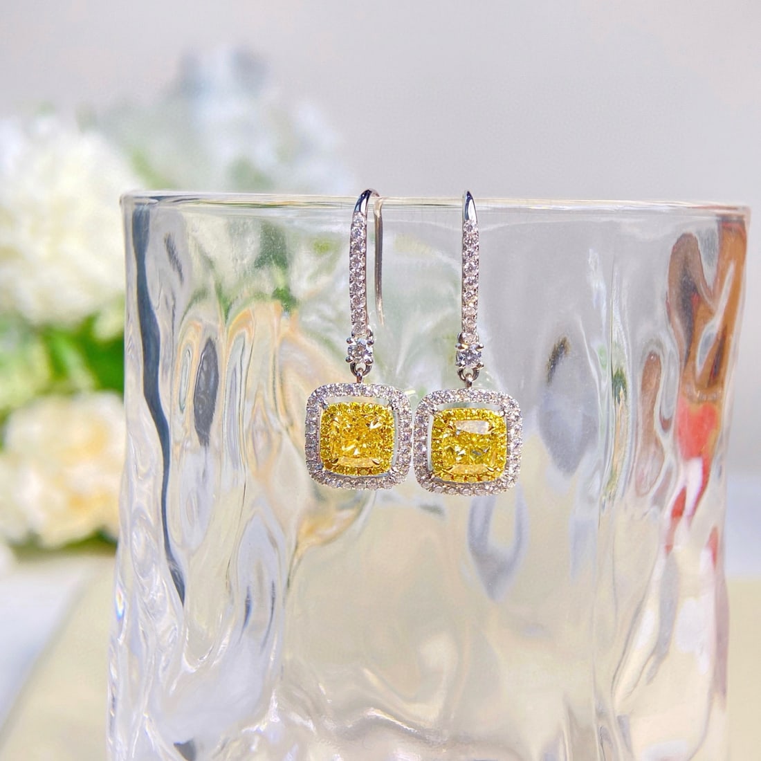 14k Gold 2.28 Ctw Natural Yellow Diamond & Diamond Earrings - 2
