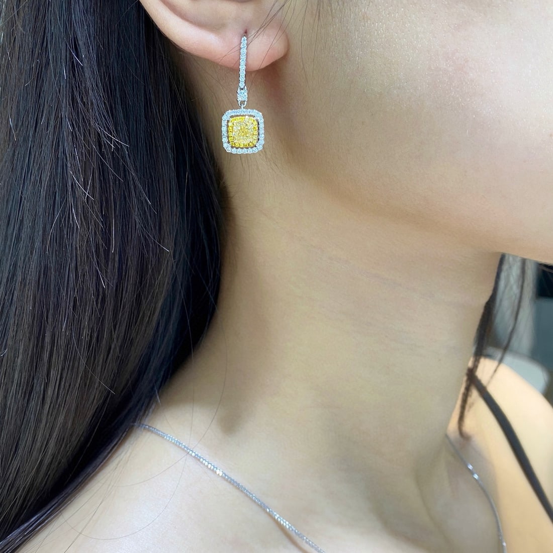 14k Gold 2.28 Ctw Natural Yellow Diamond & Diamond Earrings - 3