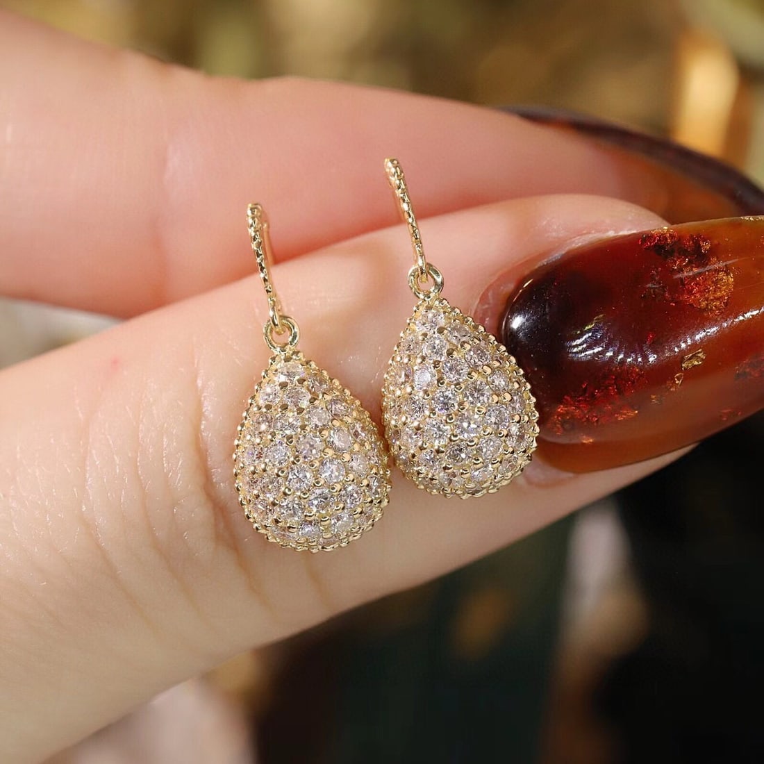 14k Gold 0.9 Ct Natural H Diamond Earrings - 6