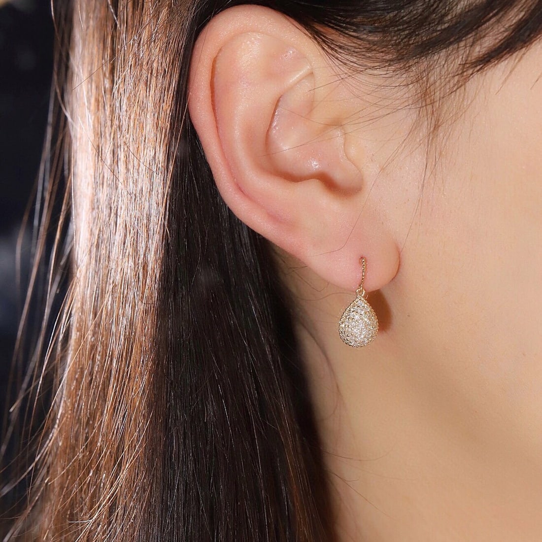 14k Gold 0.9 Ct Natural H Diamond Earrings - 8